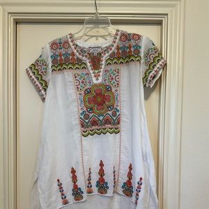 NWT Johnny Was White Tamia Boho Drape Top - XS